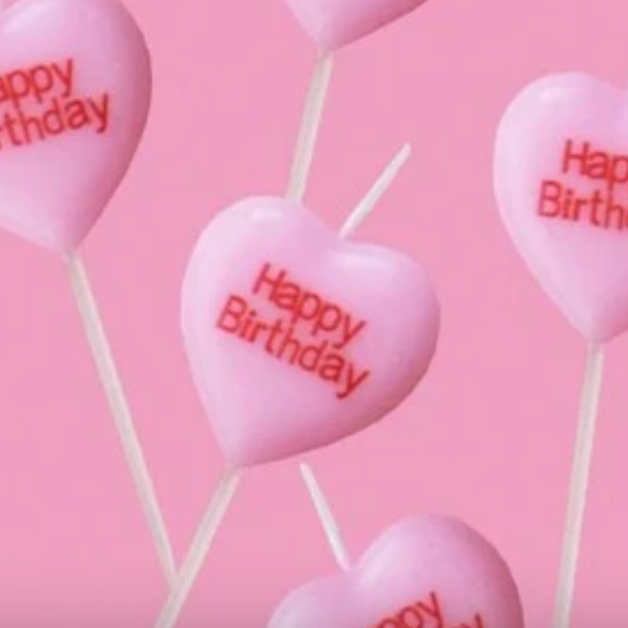 Pink Birthday Heart candle (1pc)