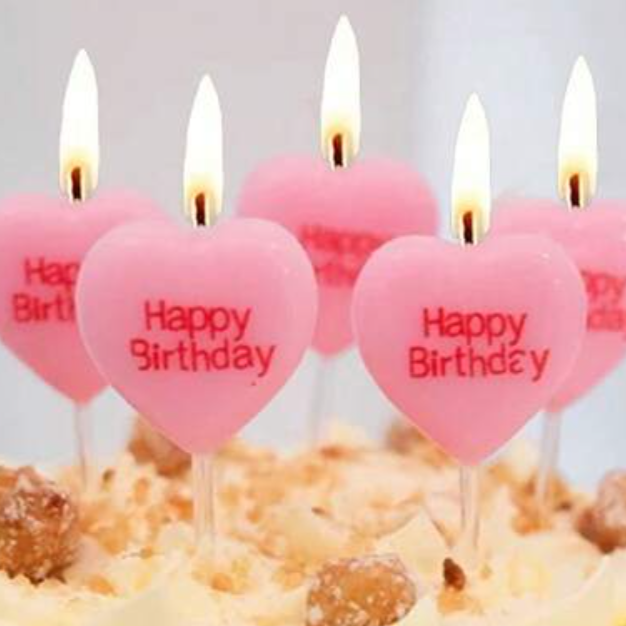 Pink Birthday Heart candle (1pc)