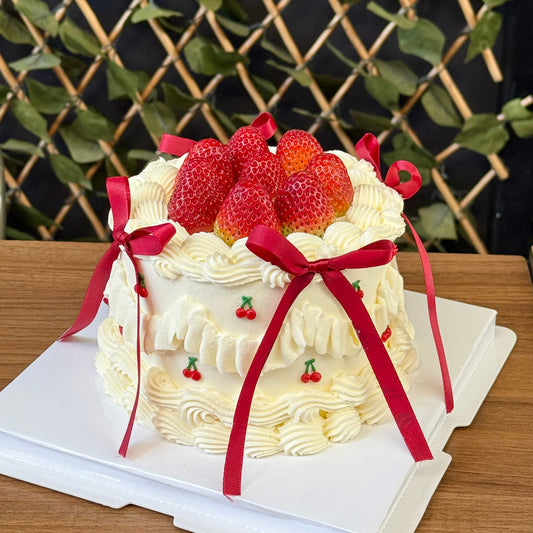 Strawberry & Cherry Bow cake