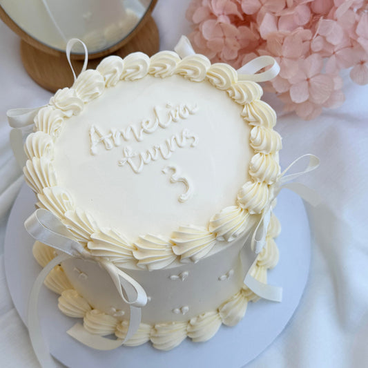 White Little Hearts Minimalist cake